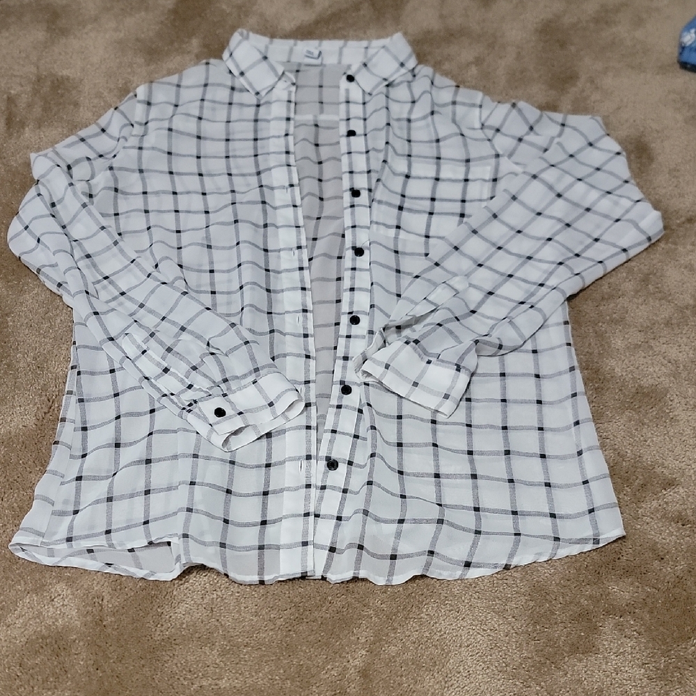 Old Navy Black and White Checkered Shirt